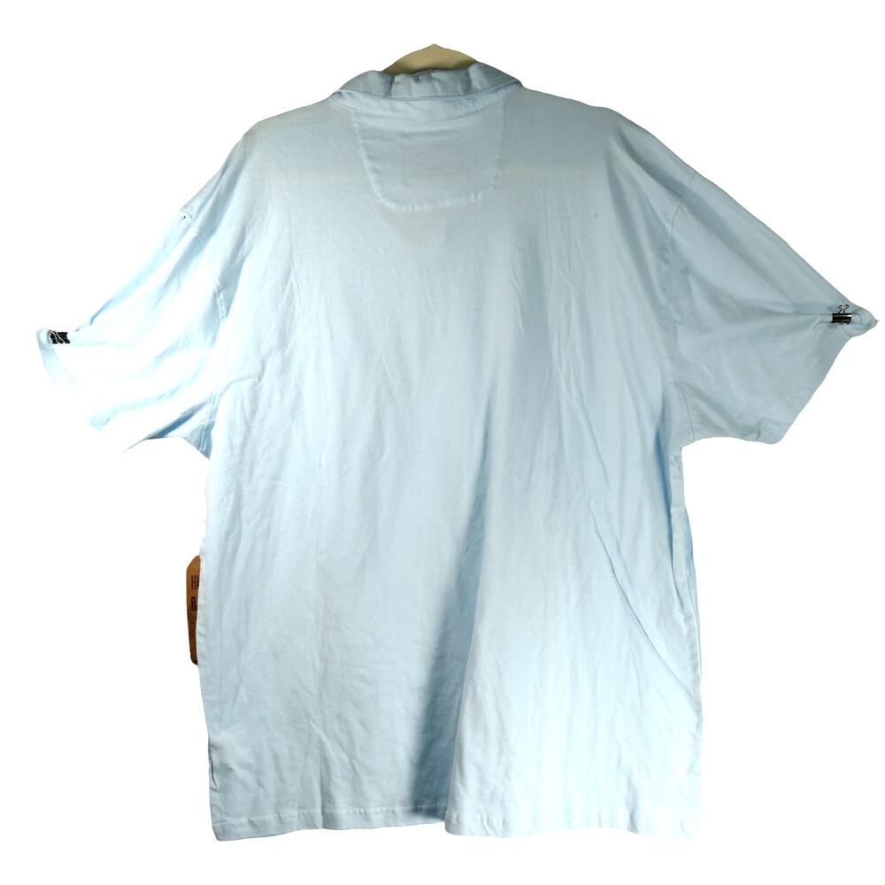 NWT Hudson & Barrow Mens T Shirt Baby Blue Size 3X Collared 3 Button Cotton - Picture 3 of 8